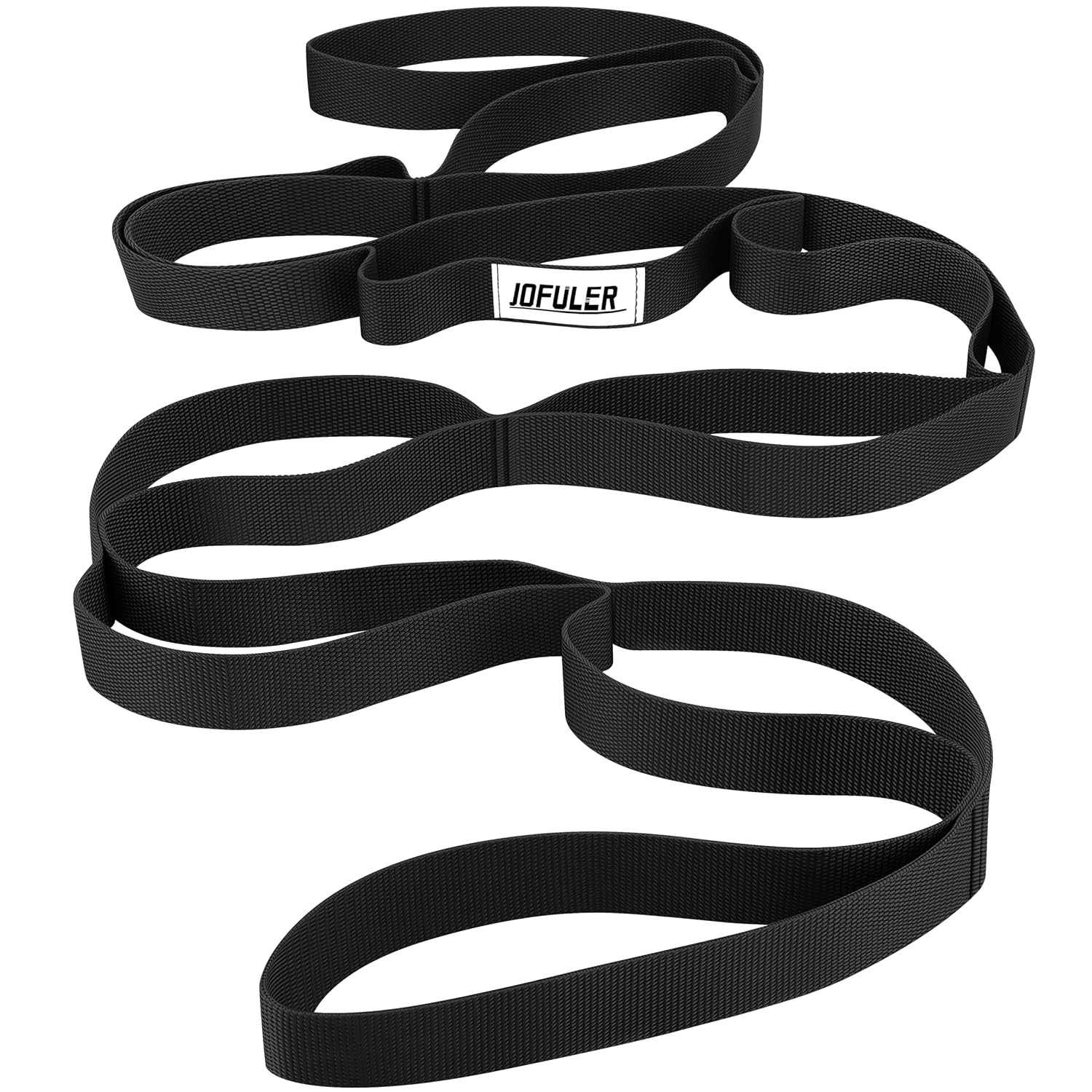 Stretching Strap 10 Loops Non Elastic Black Yoga Strap Physical Therapy