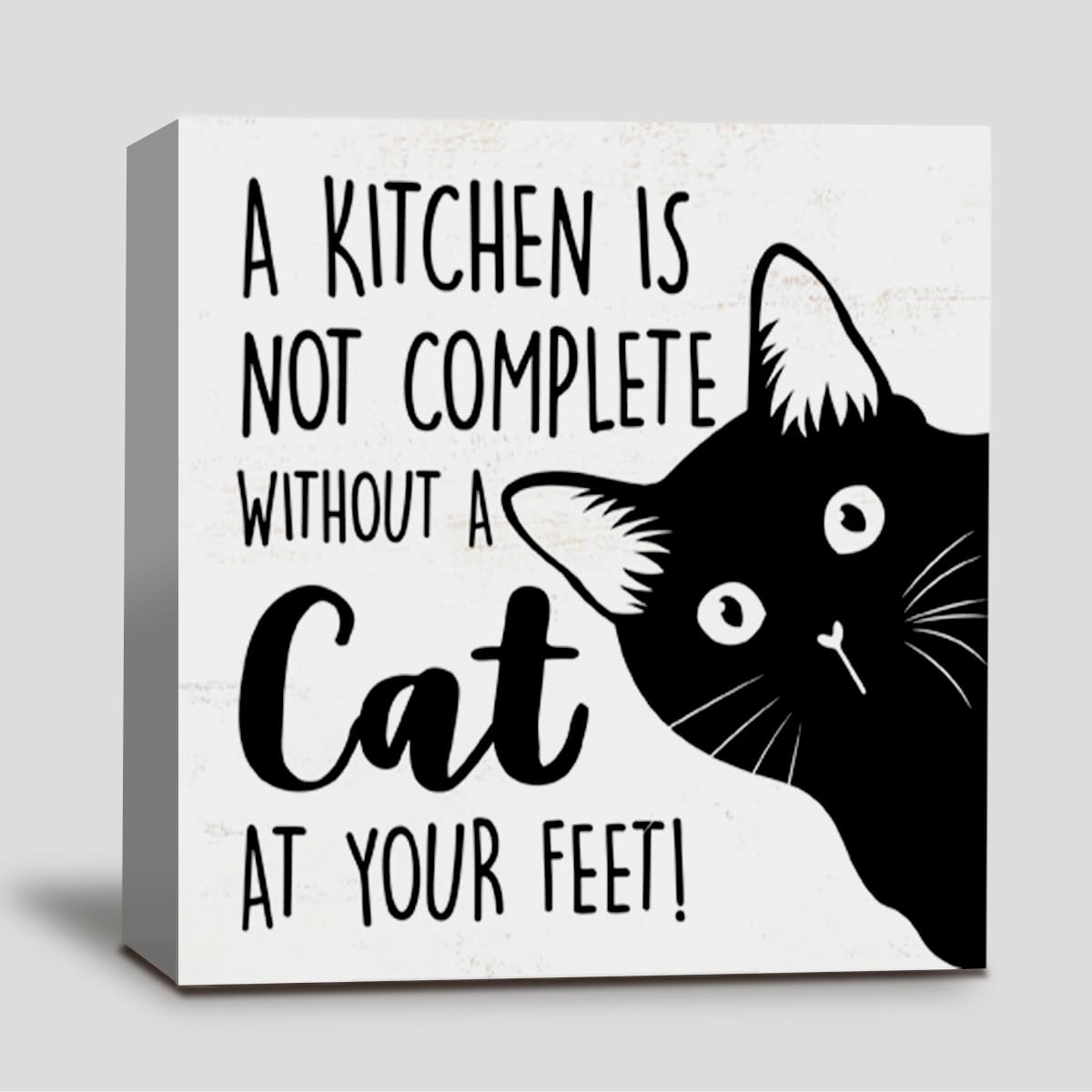 Black Cat Kitchen Decor Wooden Sign Block Bathroom Cat Themed Decor Cat Bath