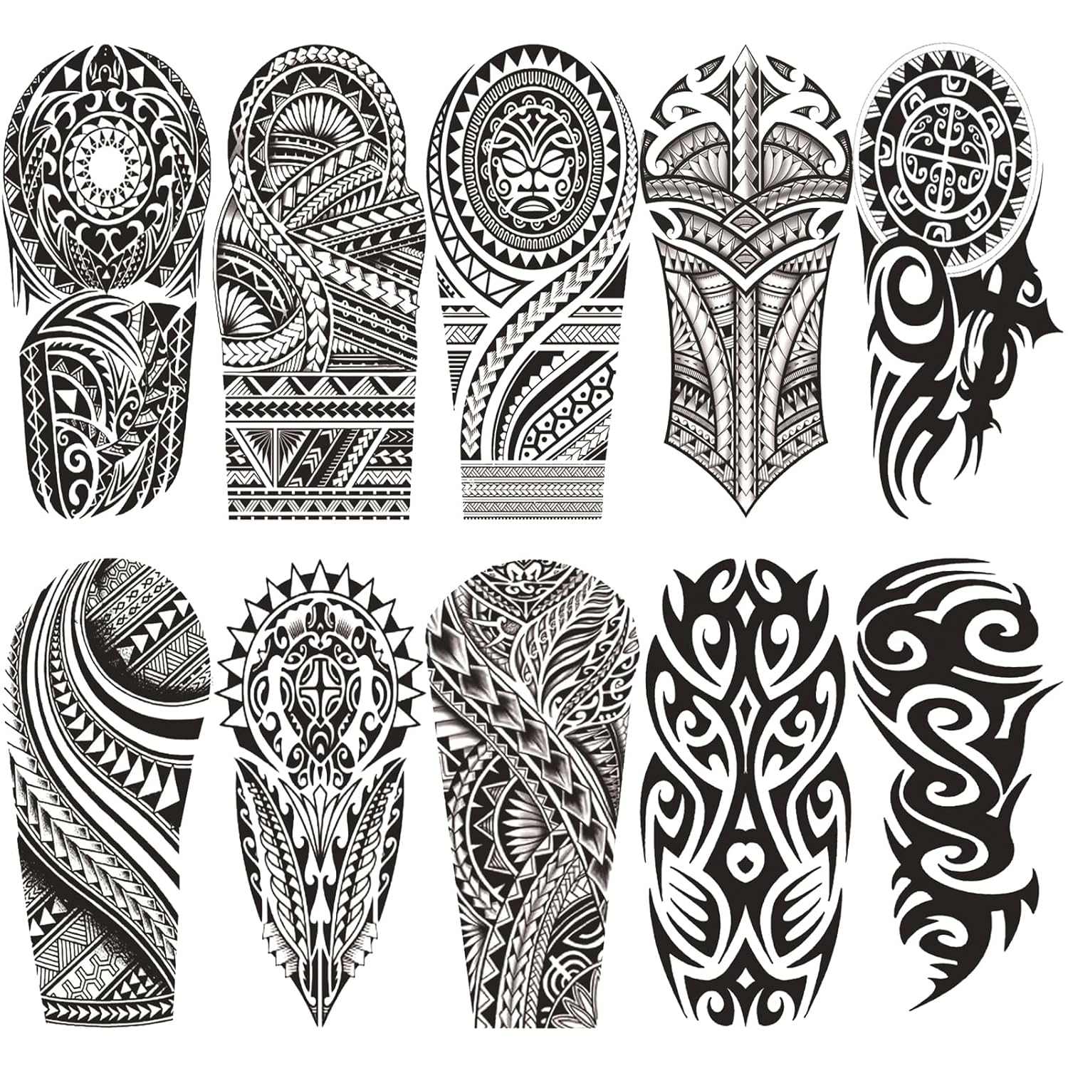 Polynesian Totem Tribal Temporary Tattoos for Men Half Sleeve Arm Sleeve Design