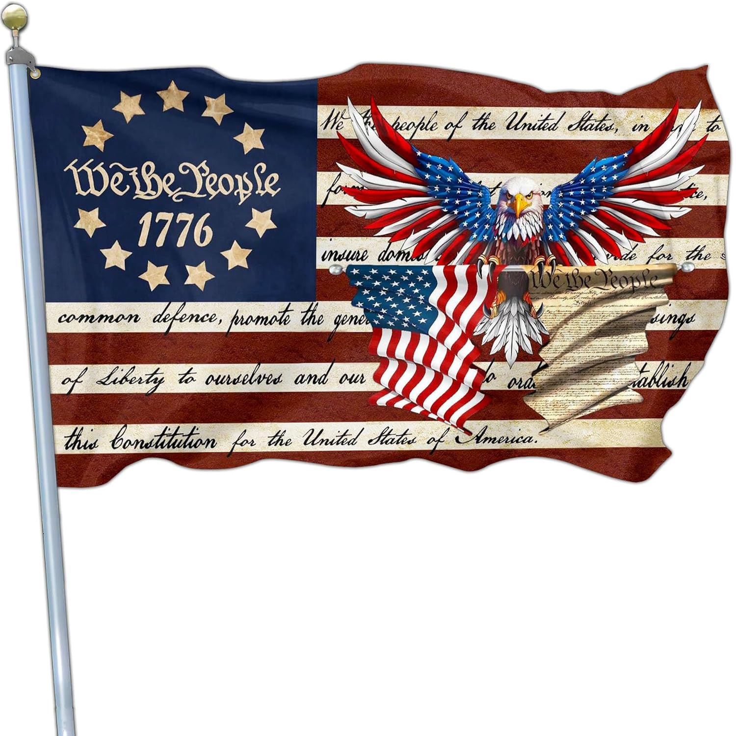3×5 Ft American Flag With Eagle for Outside 4th of July Patriotic